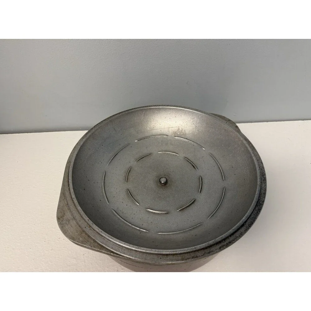 Vintage Club Aluminum Dutch Oven Stock Pot Brown Ivory Lid Self Basting ~10